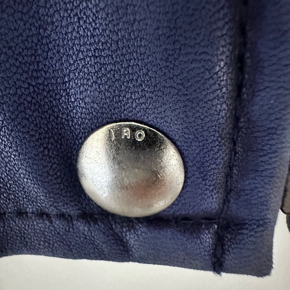 IRO Paris Ashville Leather Moto Jacket, blue, size FR40/US8 - Picture 3 of 8